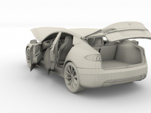 tesla model s 2016 red with interior and chassis Modelo 3D