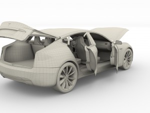 tesla model s 2016 red with interior and chassis Modelo 3D