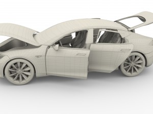 tesla model s 2016 red with interior and chassis Modelo 3D