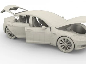 tesla model s 2016 red with interior and chassis 3D Model