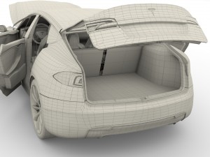 tesla model s 2016 red with interior and chassis Modelo 3D