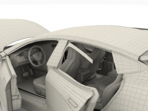 tesla model s 2016 red with interior and chassis Modelo 3D