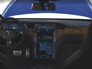 tesla model s 2016 blue with interior and chassis 3D Model