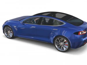 tesla model s 2016 blue with interior and chassis 3D Model
