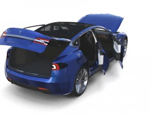 tesla model s 2016 blue with interior and chassis 3D Model