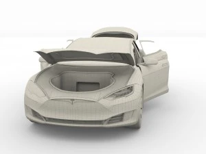 tesla model s 2016 blue with interior and chassis 3D Model