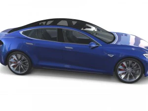 tesla model s 2016 blue with interior and chassis 3D Model