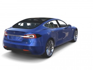 tesla model s 2016 blue with interior and chassis 3D मॉडल