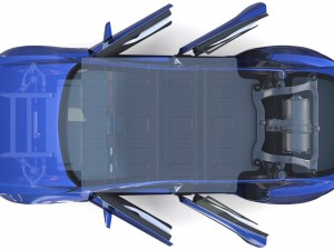 tesla model s 2016 blue with interior and chassis 3D मॉडल