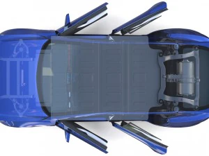 tesla model s 2016 blue with interior and chassis 3D Model