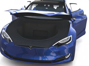 tesla model s 2016 blue with interior and chassis 3D Model