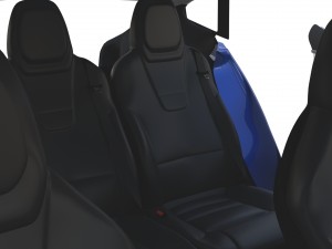 tesla model s 2016 blue with interior and chassis 3D मॉडल