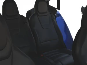 tesla model s 2016 blue with interior and chassis 3D Model