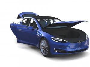 tesla model s 2016 blue with interior and chassis 3D Model