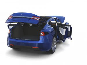 tesla model s 2016 blue with interior and chassis 3D Model