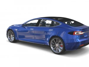 tesla model s 2016 blue with interior and chassis 3D Model