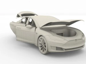 tesla model s 2016 blue with interior and chassis 3D Model