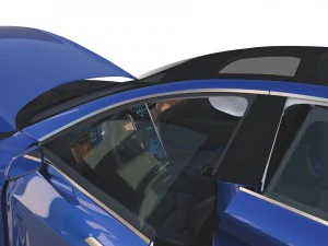 tesla model s 2016 blue with interior and chassis 3D Model