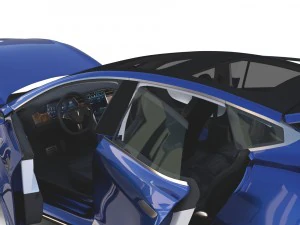 tesla model s 2016 blue with interior and chassis 3D Model