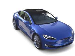 tesla model s 2016 blue with interior and chassis 3D मॉडल