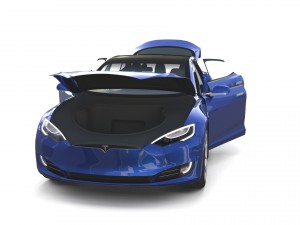 tesla model s 2016 blue with interior and chassis 3D मॉडल