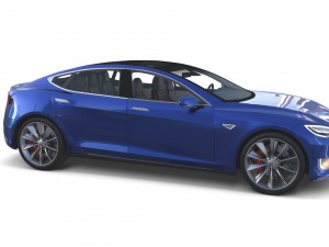 tesla model s 2016 blue with interior and chassis 3D मॉडल