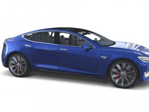 tesla model s 2016 blue with interior and chassis 3D Model