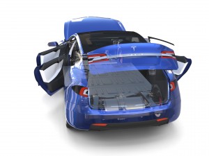 tesla model s 2016 blue with interior and chassis 3D मॉडल