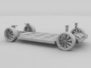 tesla model s 2016 blue with interior and chassis 3D Model