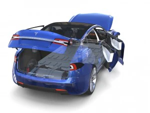 tesla model s 2016 blue with interior and chassis 3D Model