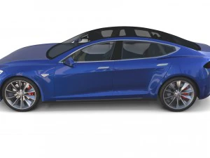 tesla model s 2016 blue with interior and chassis 3D Model