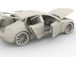 tesla model s 2016 blue with interior and chassis 3D Model
