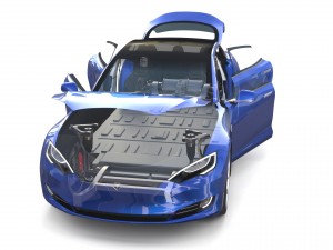 tesla model s 2016 blue with interior and chassis 3D मॉडल