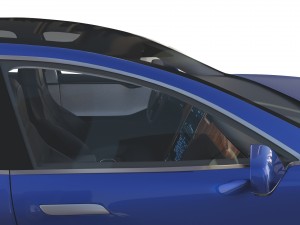 tesla model s 2016 blue with interior and chassis 3D मॉडल