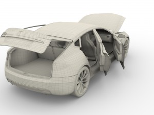 tesla model s 2016 blue with interior and chassis 3D मॉडल