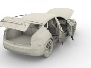 tesla model s 2016 blue with interior and chassis 3D Model
