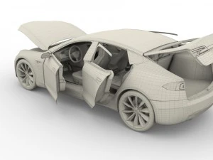 tesla model s 2016 blue with interior and chassis 3D Model