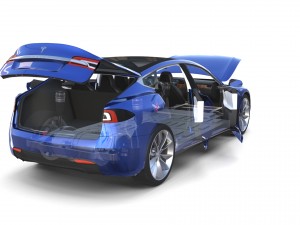 tesla model s 2016 blue with interior and chassis 3D मॉडल