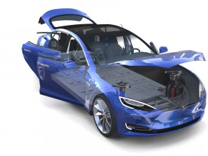 tesla model s 2016 blue with interior and chassis 3D Model