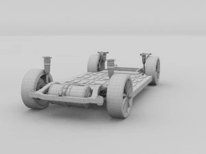 tesla model s 2016 blue with interior and chassis 3D Model