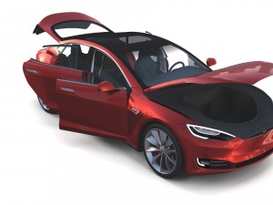 tesla model s 2016 red with interior 3D मॉडल