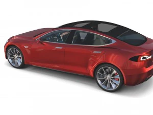 tesla model s 2016 red with interior 3D Model