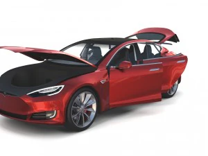 tesla model s 2016 red with interior 3D Model