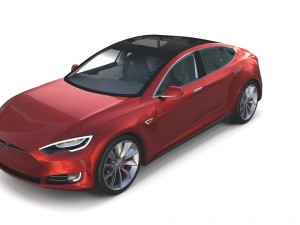 tesla model s 2016 red with interior 3D मॉडल
