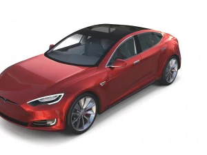 tesla model s 2016 red with interior 3D Model