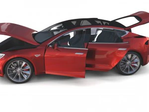 tesla model s 2016 red with interior 3D Model