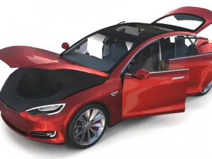 tesla model s 2016 red with interior 3D Model