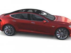 tesla model s 2016 red with interior 3D Model