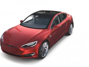 tesla model s 2016 red with interior 3D Model