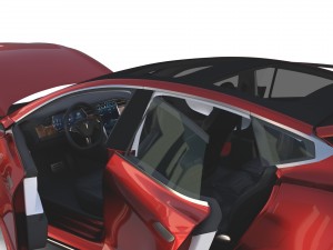 tesla model s 2016 red with interior 3D मॉडल